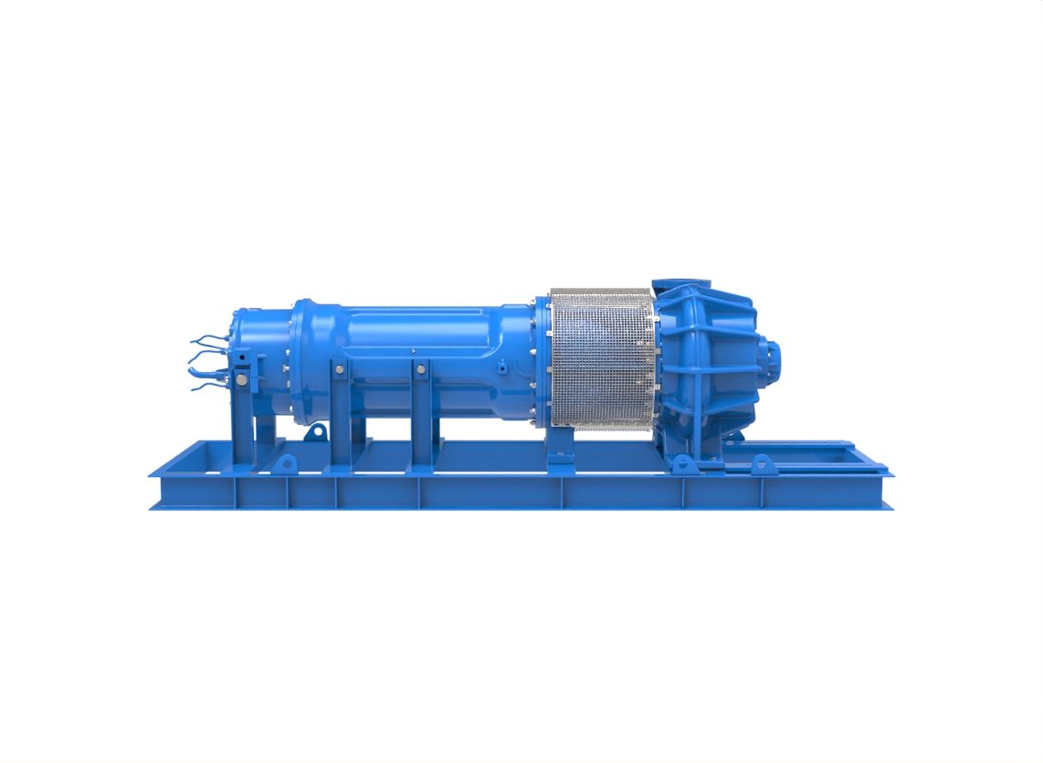 Horizontal, Multi Stage, Single Pump Suction, Single Suction Impellers in Opposed Directions, Diffuser plus Barrel type Volute Casing; Submerged Centrifugal Pumpset